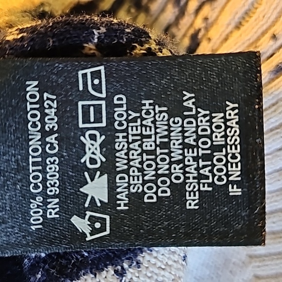 Nic & Zoe pop over crew neck sweater cream and blue. PM. Raw hem. - Picture 8 of 8